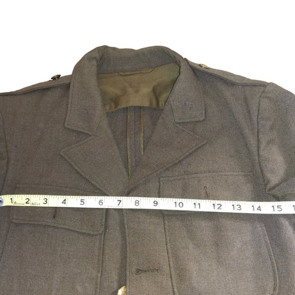 VTG WWII Military Jacket Wool Uniform Scovill MFG Waterbury Eagle Buttons Patch - Picture 16 of 16
